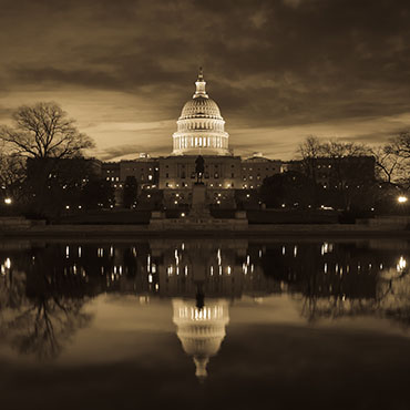 Shutterstock image: U.S. Capitol at dusk.